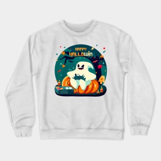 Happy Halloween Pun Video Gamer Ghost Crewneck Sweatshirt